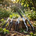 Kit d'outils de taille et élagage pour jardin — cisailles, sécateur et scie