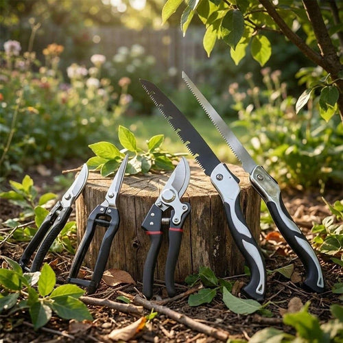 Kit d'outils de taille et élagage pour jardin — cisailles, sécateur et scie