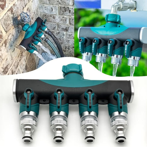 Distributeur d'eau 4 voies pour robinet de jardin avec vannes indépendantes