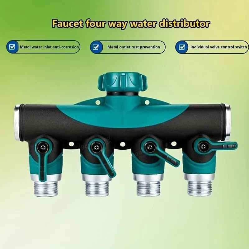 Distributeur d'Eau 4 Voies pour Robinet de Jardin